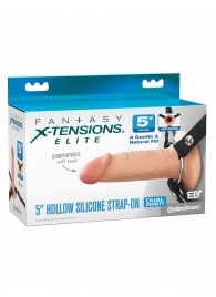 Телесный пустотелый фаллопротез 5’’ Hollow Silicone Strap-On - 14 см. - Pipedream - купить с доставкой в Костроме