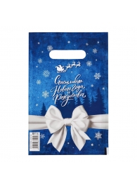 Сине-белый подарочный новогодний пакет с вырубной ручкой (20х30 см) - Сима-Ленд - купить с доставкой в Костроме