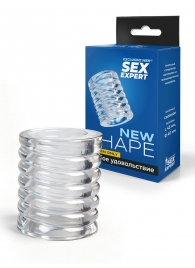 Прозрачная сквозная насадка на пенис с ребрышками - Sex Expert - в Костроме купить с доставкой
