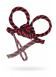 Черно-красные наручники-оковы ’’Узел-омега’’ из хлопковой веревки - Pecado - купить с доставкой в Костроме