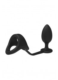 Черное эрекционное кольцо с анальной пробкой Cockstrap With Anal Plug - Dream Toys - в Костроме купить с доставкой