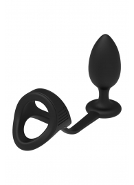 Черное эрекционное кольцо с анальной пробкой Cockstrap With Anal Plug - Dream Toys - в Костроме купить с доставкой