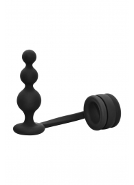 Черное эрекционное кольцо с анальной елочкой Cockring With Beaded Anal Plug - Dream Toys - в Костроме купить с доставкой