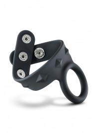 Черное эрекционное кольцо с подхватом мошонки на кнопках VS6 - Blush Novelties - в Костроме купить с доставкой