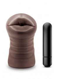 Коричневый мастурбатор-ротик Krystal Vibrating Masturbator - Blush Novelties - в Костроме купить с доставкой
