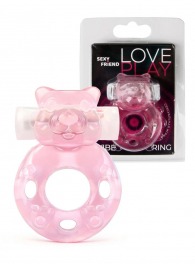 Розовое эрекционное виброкольцо в форме мишки - 1137 - в Костроме купить с доставкой