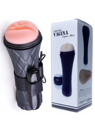 Телесный мастурбатор-вагина в черной колбе с вибрацией - Boys of Toys - в Костроме купить с доставкой