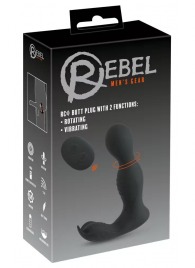 Черная анальная пробка с вибрацией, вращением и пультом ДУ RC Butt Plug with 2 Functions - Orion - в Костроме купить с доставкой