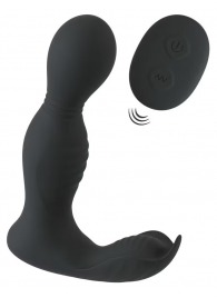 Черная анальная пробка с вибрацией, вращением и пультом ДУ RC Butt Plug with 2 Functions - Orion - в Костроме купить с доставкой