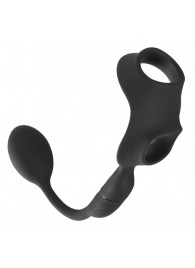 Черное виброкольцо с анальной пробкой Cock Ring with RC Butt Plug - Orion - в Костроме купить с доставкой