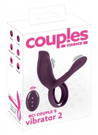 Фиолетовая насадка на член с клиторальным отростком и пультом ДУ RC Couple’s Vibrator 2 - Orion - в Костроме купить с доставкой