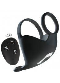 Черная вибронасадка для эрекции и стимуляции мошонки Cock ring with RC ball massager - Orion - в Костроме купить с доставкой