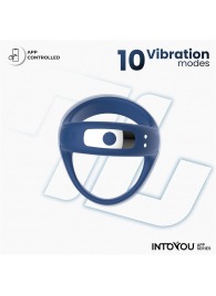 Синее интерактивное эрекционное виброкольцо Rank - Intoyou - в Костроме купить с доставкой