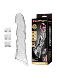 Прозрачный фаллоудлинитель с 3 вставками - 28 см. - Baile - в Костроме купить с доставкой