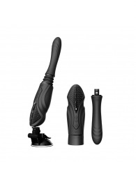 Черная секс-машина с функцией нагрева, насадками и присоской Sesh - Zalo - купить с доставкой в Костроме