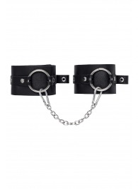 Черные оковы из толстой кожи с люверсами - Pecado - купить с доставкой в Костроме