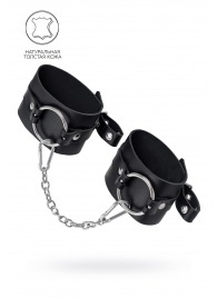 Черные оковы из толстой кожи с люверсами - Pecado - купить с доставкой в Костроме