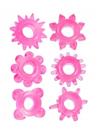 Набор из 6 розовых эрекционных колец с различным рельефом - Erowoman-Eroman - в Костроме купить с доставкой