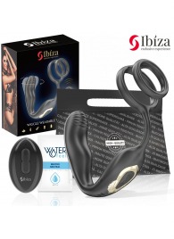 Черная анальная пробка с вращением и эрекционными кольцами - Ibiza - в Костроме купить с доставкой