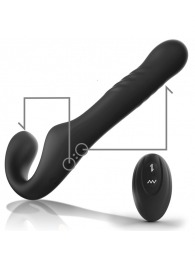 Черный безремневой страпон с вибрацией и возвратно-поступательными движениями - 24 см. - Ibiza - купить с доставкой в Костроме
