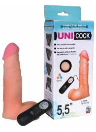 Фаллическая насадка Харнесс UNICOCK 5,5  с вибрацией - 17 см. - LOVETOY (А-Полимер) - купить с доставкой в Костроме