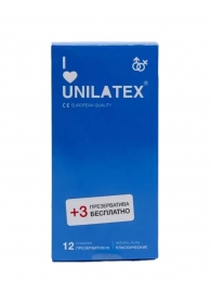 Классические презервативы Unilatex Natural Plain - 12 шт. + 3 шт. в подарок - Unilatex - купить с доставкой в Костроме