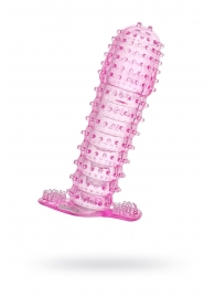 Гелевая розовая насадка с шипами - 12 см. - Toyfa Basic - в Костроме купить с доставкой