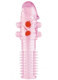 Гелевая розовая насадка с шариками и шипами - 14 см. - ToyFa - в Костроме купить с доставкой