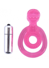 Розовая вибронасадка со стимулятор клитора   Язычок - Toyfa Basic - в Костроме купить с доставкой