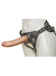 Насадка-фаллоимитатор на кожаных трусиках Harness Ultra Realistic 7  - 18 см. - LOVETOY (А-Полимер) - купить с доставкой в Костроме