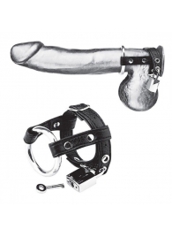 Утяжка на пенис на замочке Duo Cock And Ball Lock - BlueLine - купить с доставкой в Костроме