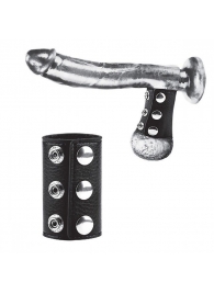 Чёрная утяжка на кнопках 100% PVC STRAP WITH METAL SNAP - BlueLine - купить с доставкой в Костроме