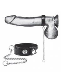 Утяжка на пенис с поводком Snap Cock Ring With 12  Leash - BlueLine - купить с доставкой в Костроме