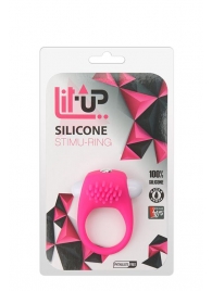 Розовое эрекционное кольцо с щеточкой LIT-UP SILICONE STIMU RING 5 - Dream Toys - в Костроме купить с доставкой