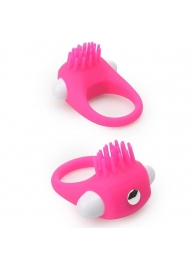 Розовое эрекционное кольцо с щеточкой LIT-UP SILICONE STIMU RING 5 - Dream Toys - в Костроме купить с доставкой