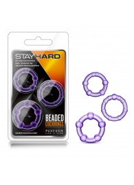 Набор из 3 фиолетовых эрекционных колец Stay Hard Beaded Cockrings - Blush Novelties - в Костроме купить с доставкой