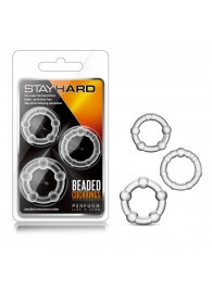Набор из 3 прозрачных эрекционных колец Stay Hard Beaded Cockrings - Blush Novelties - в Костроме купить с доставкой