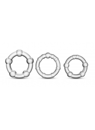 Набор из 3 прозрачных эрекционных колец Stay Hard Beaded Cockrings - Blush Novelties - в Костроме купить с доставкой