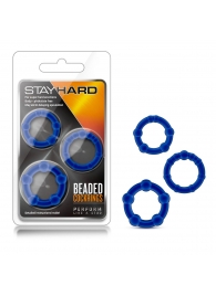 Набор из 3 синих эрекционных колец Stay Hard Beaded Cockrings - Blush Novelties - в Костроме купить с доставкой