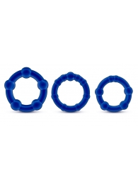 Набор из 3 синих эрекционных колец Stay Hard Beaded Cockrings - Blush Novelties - в Костроме купить с доставкой