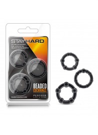 Набор из 3 чёрных эрекционных колец Stay Hard Beaded Cockrings - Blush Novelties - в Костроме купить с доставкой