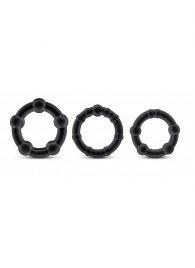 Набор из 3 чёрных эрекционных колец Stay Hard Beaded Cockrings - Blush Novelties - в Костроме купить с доставкой
