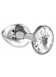 Малая серебристая анальная пробка Diamond Clear Sparkle Small с прозрачным кристаллом - 7 см. - Lola Games - купить с доставкой в Костроме