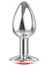 Малая серебристая анальная пробка Diamond Red Sparkle Small с красным кристаллом - 7 см. - Lola Games - купить с доставкой в Костроме