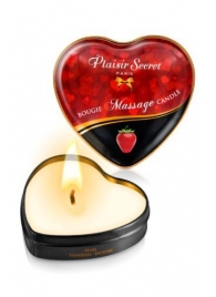 Массажная свеча с ароматом клубники Bougie Massage Candle - 35 мл. - Plaisir Secret - купить с доставкой в Костроме
