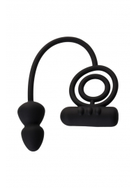Чёрное эрекционное кольцо с вибропулькой и анальным хвостом - Erotist Adult Toys - в Костроме купить с доставкой