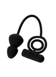 Чёрное эрекционное кольцо с вибростимулятором и анальным хвостом - Erotist Adult Toys - в Костроме купить с доставкой