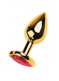 Золотистая анальная пробка с кристаллом-сердцем - 7,5 см. - ToyFa - купить с доставкой в Костроме