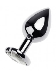 Серебристая анальная пробка с прозрачным кристаллом-сердцем - 8 см. - ToyFa - купить с доставкой в Костроме