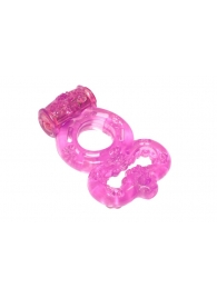 Розовое эрекционное кольцо Rings Treadle с подхватом - Lola Games - в Костроме купить с доставкой